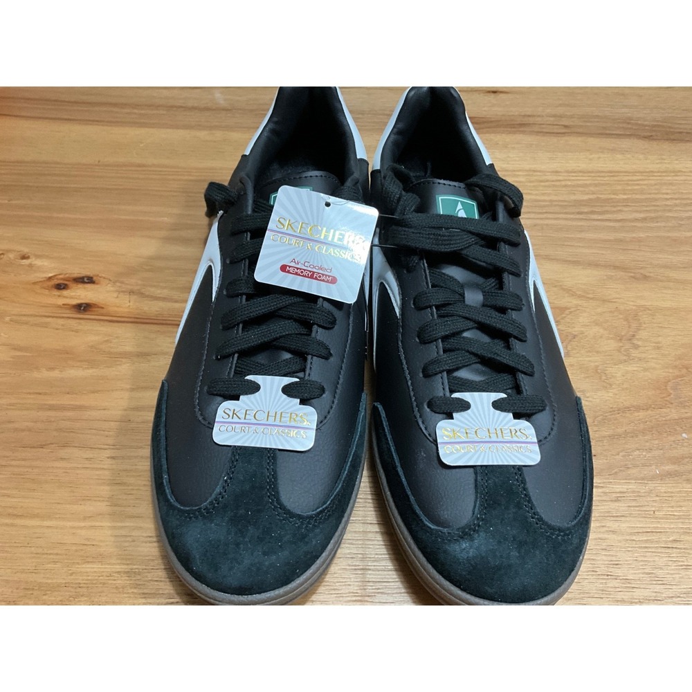 Skechers Court and Classics Mens‎ Black White Suede Sneakers Air-Cooled size 12